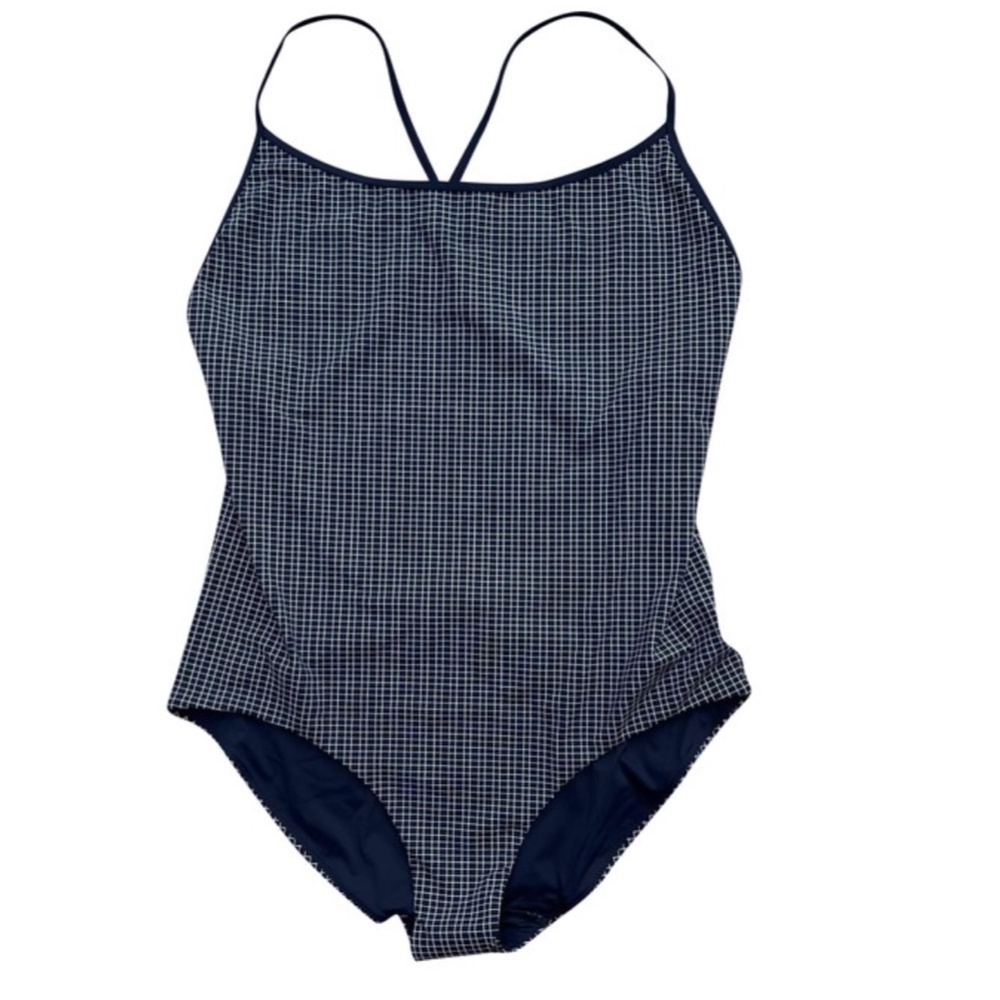 NEW COS Grid Check Scoop Neck Crossover Swimsuit One Piece 10